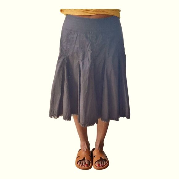 NWT CAbi #480 Masai Tulle Trimmed Flare Skirt Cotton Chocolate Brown Coconut 8 - Picture 3 of 13